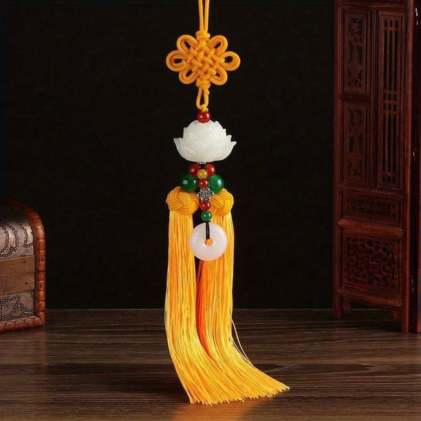 Beautiful Chinese Knot Tassel Lotus Beads Car Pendant - An Elegant Car Hanging Ornament For Car Decoration Accessaries Gift - Can Bring You Good Luck