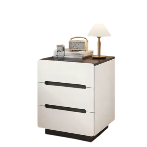 Crusec - Velador Mesa De Noche 3 Cajones 41x41x59 Moderno