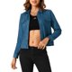 thumbnail image 1 of INSPIRE CHIC Chaqueta de imitación de ante con cuello vuelto, bolsillos con solapa y botones a presión para mujer, regreso a clases, talla S, azul pavo real, 1 of 6