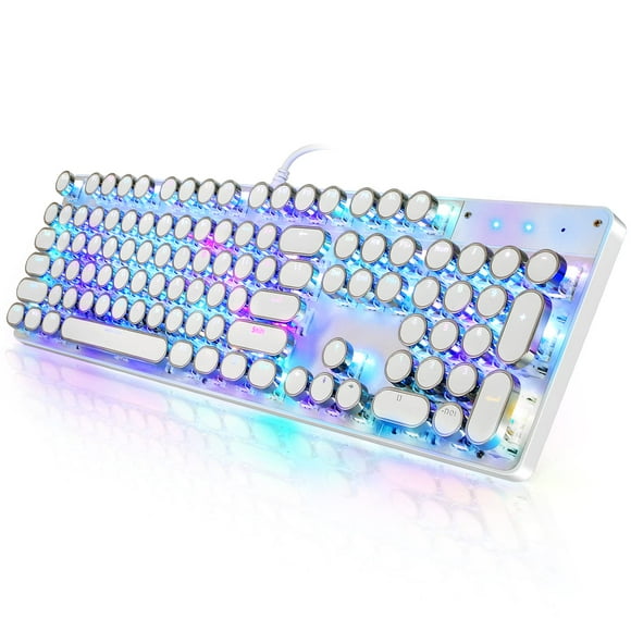 Teclado mecánico para juegos YSCP, estilo máquina de escribir RGB, 104 teclas