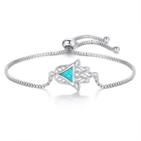 Genérico - Pulsera Mano Fátima Opal Plata 925 / Todojoyas