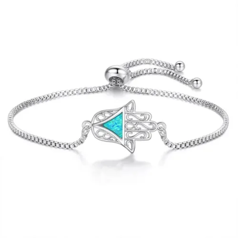 Genérico - Pulsera Mano Fátima Opal Plata 925 / Todojoyas
