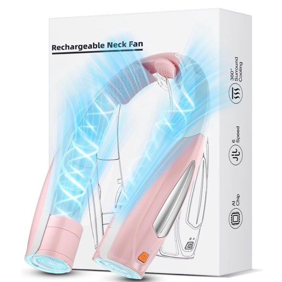 Ventilador de cuello Hionly AI, batería recargable de 6000 mAh, 6 velocidades