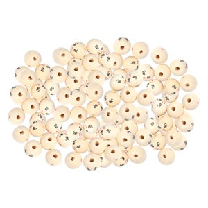 Magideal - 100 Cuentas Redondas De Madera Con Cara Sonriente, Cuentas Surtidas, Cuentas Espaciadoras Con Agujeros Para Manualidades De Bricolaje, Fabricación De Estilo B