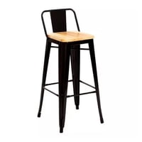 Global Latin Group - Taburete Metálico Con Asiento De Madera Ideal Para Barra