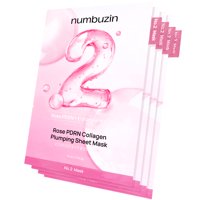 Máscara De Sábana Numbuzin No.2 Rose Pdrn Collagen Plumping X4
