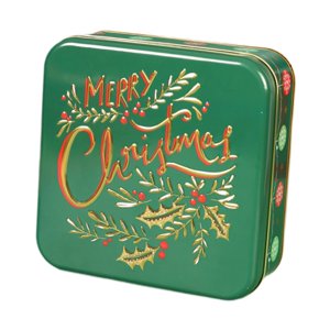 Bothyi - Caja De Galletas Navideñas Con Forma De Lata De Hierro Con Dibujos Animados Para Fiestas De Año Nuevo, Vacaciones, Color Verde Feliz