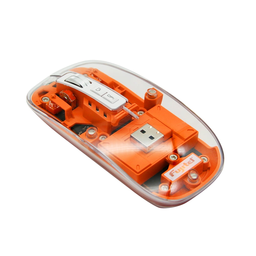 Fujitel - Mouse Inalambrico Crystal 2.4g Bt Naranjo I160crywm74org