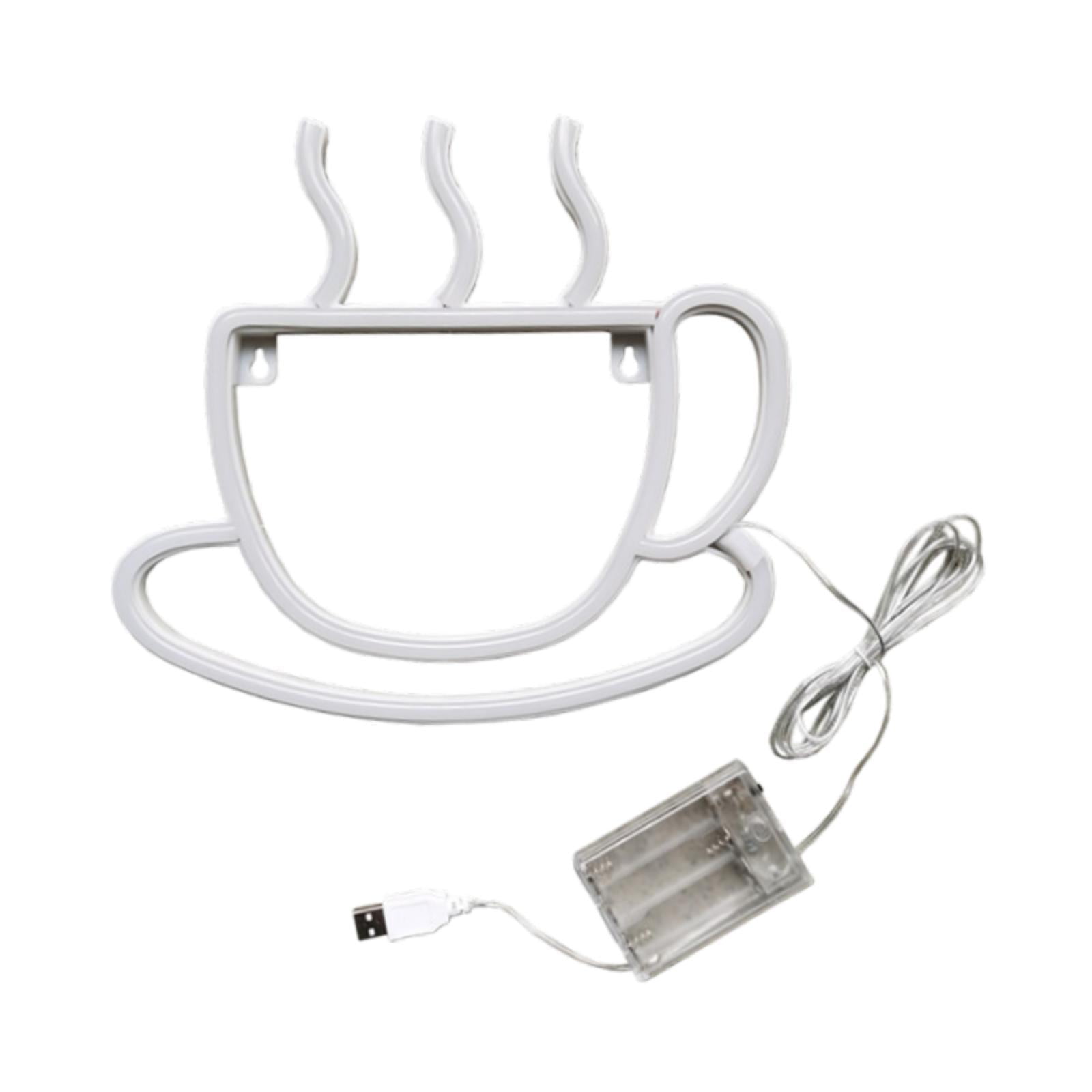 Magideal - Letrero De Neón De Café Para Decoración De Pared, Luces De Colores, Estación De Café, Luz Led De Noche, Ambiente Festivo, Luz De Inauguración De Boda Blanco Azul Rojo