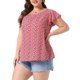 thumbnail image 4 of Agnes Orinda Blusas Florales de Talla Grande para Mujer Cuello Redondo Mangas Cortas Acampanadas Casual Primavera Verano Blusa 1X Rojo Oscuro, 4 of 6
