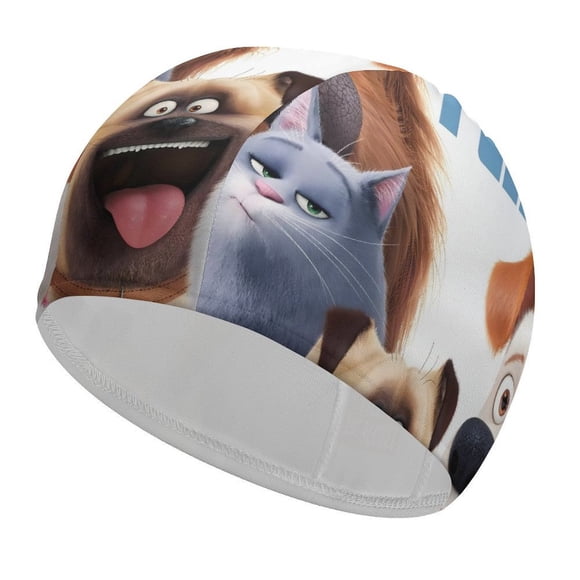 La vida secreta de tus mascotas Gorro de Natación de Licra, Gorro de Baño de Tela Cómoda, Gorro Elástico Antideslizante para Hombres, Mujeres y Niños