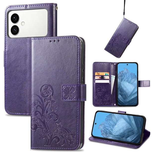Funda Sintética FOXDOCK para Samsung Galaxy S26 Edge | Función de Billetera y Soporte | Edgetección Completa-Púrpura