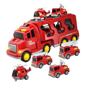 Bothyi - Camión De Bomberos De Juguete, Vehículos Eléctricos De Fricción Para Recuerdos De Fiesta, Regalo De Cumpleaños De Pascua, Rojo