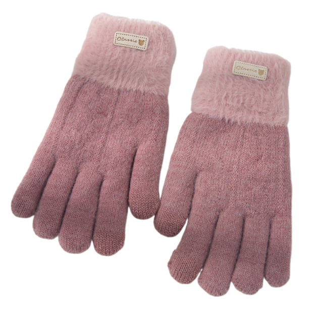 Guantes de lana de punto de invierno para mujeres estudiantes ciclismo guantes gruesos cálidos de doble pantalla táctil