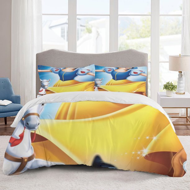 Snow White Bedding Sets Cartoon Duvet Cover Lightweight 3 Piece Bet Sets for Kids Boys Girls
