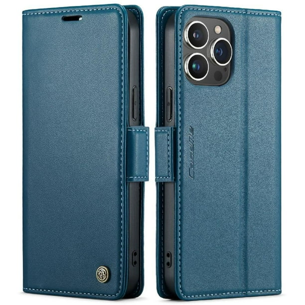 CaseMe tipo cartera iPhone 15 Pro con cierre magnético, RFID, tarjetero, soporte, carga inalámbrica
