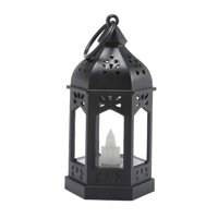 Magideal - Linterna De Vela Electrónica, Gancho Colgante Decorativo De Lámpara De Viento, Luz De Vela Para Patio Interior Al Aire Libre Sala De Estar Decoración Negro