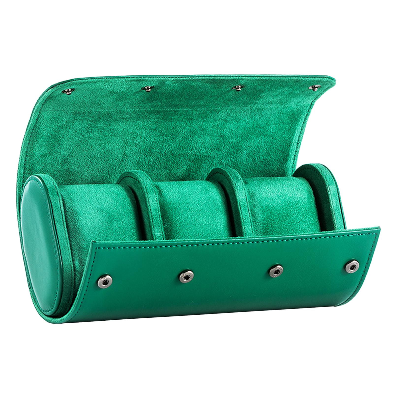 Magideal - Estuche Para Relojes, Regalos De Cuero Pu Portátil, Resistente Al Agua, Organizador De Relojes Retro, Soporte De Almohadas De Almacenamiento Para Puls , Verde 20x10x7cm