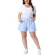 thumbnail image 2 of Agnes Orinda Pantalones Cortos de Colegio para Mujer, Talla Grande, con Volantes, Cintura Elástica, Cordón, Verano Casual, Lindos Pantalones Cortos con Bolsillo 2X Azul Claro, 2 of 6