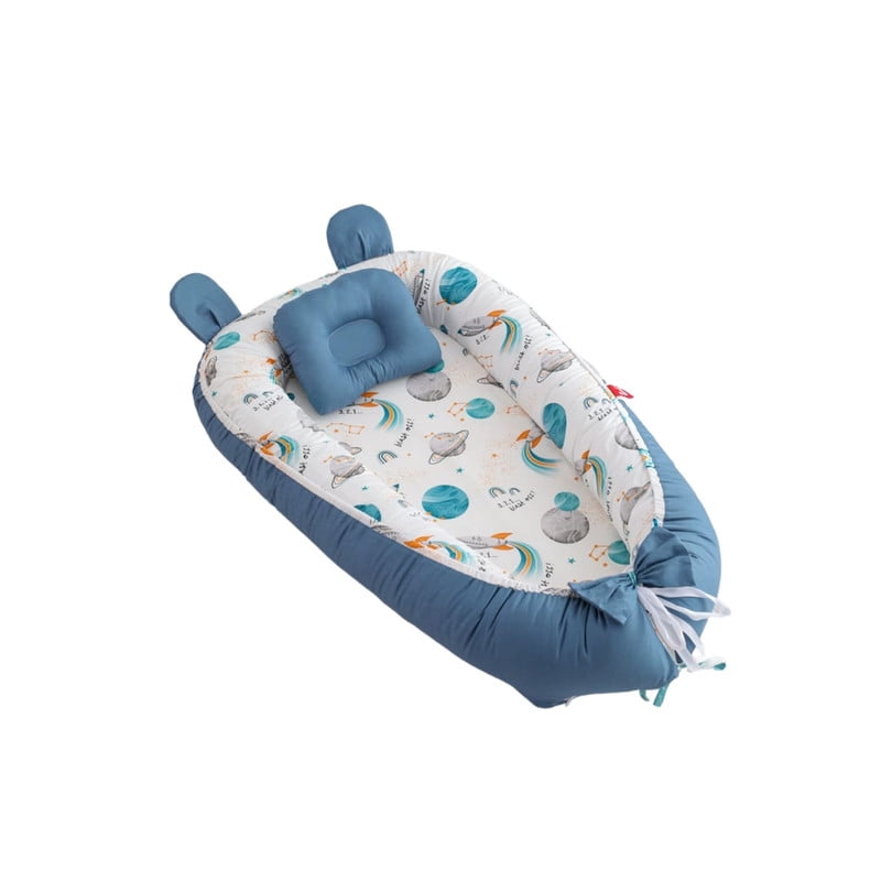 Babyluna - Nido Colecho Premium Cuna Portátil Con Almohada Azul