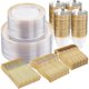 thumbnail image 1 of WELLIFE Clear Plates with Gold Trim, 600-Piece Plastic Dinnerware Set, 1 of 3