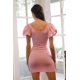 thumbnail image 2 of Vestido Mini Ajustado de Punto con Mangas Cortas Tipo Globo Rosa L, 2 of 4