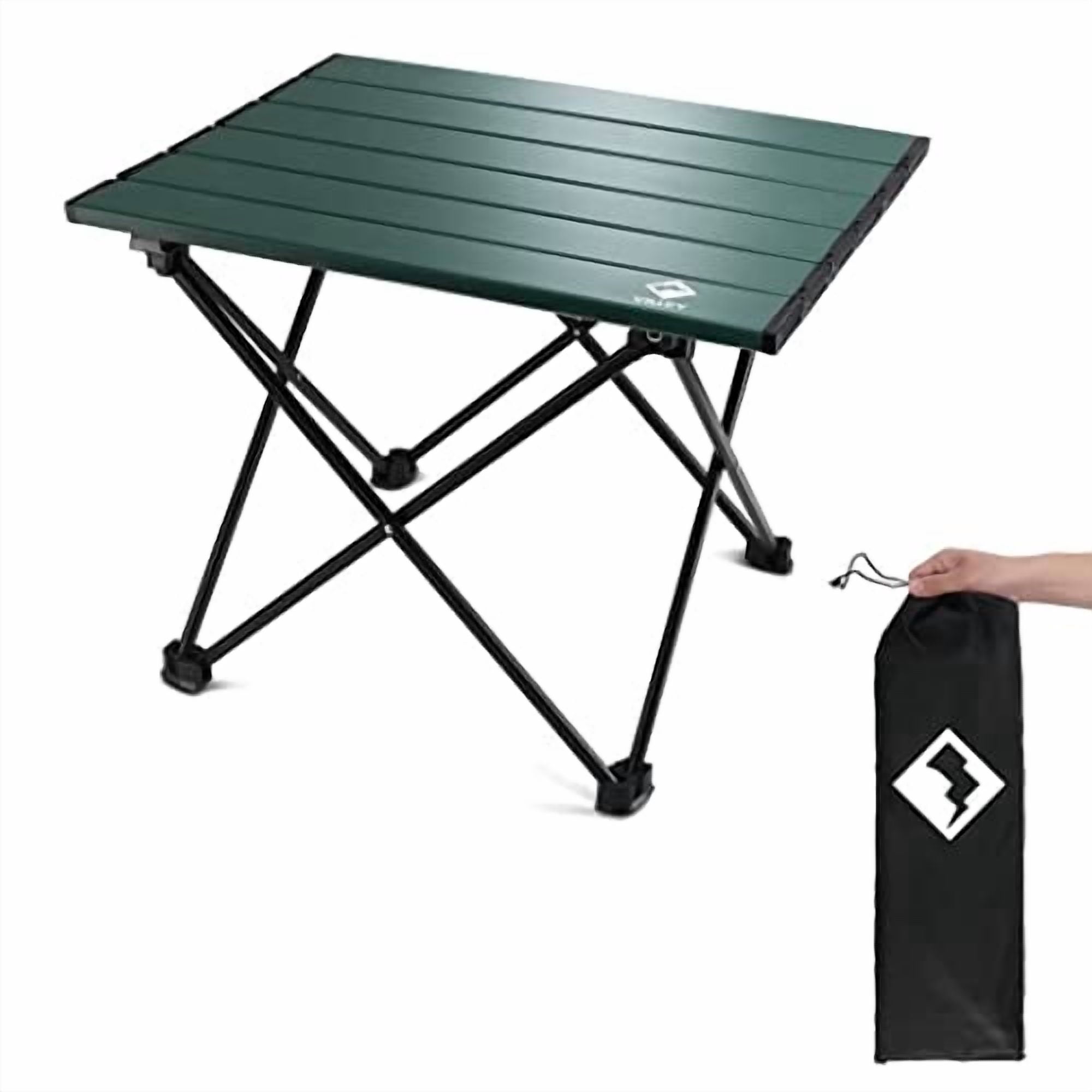 Mesa Auxiliar De Camping Villey Portátil Ultraligera De Aluminio Verde