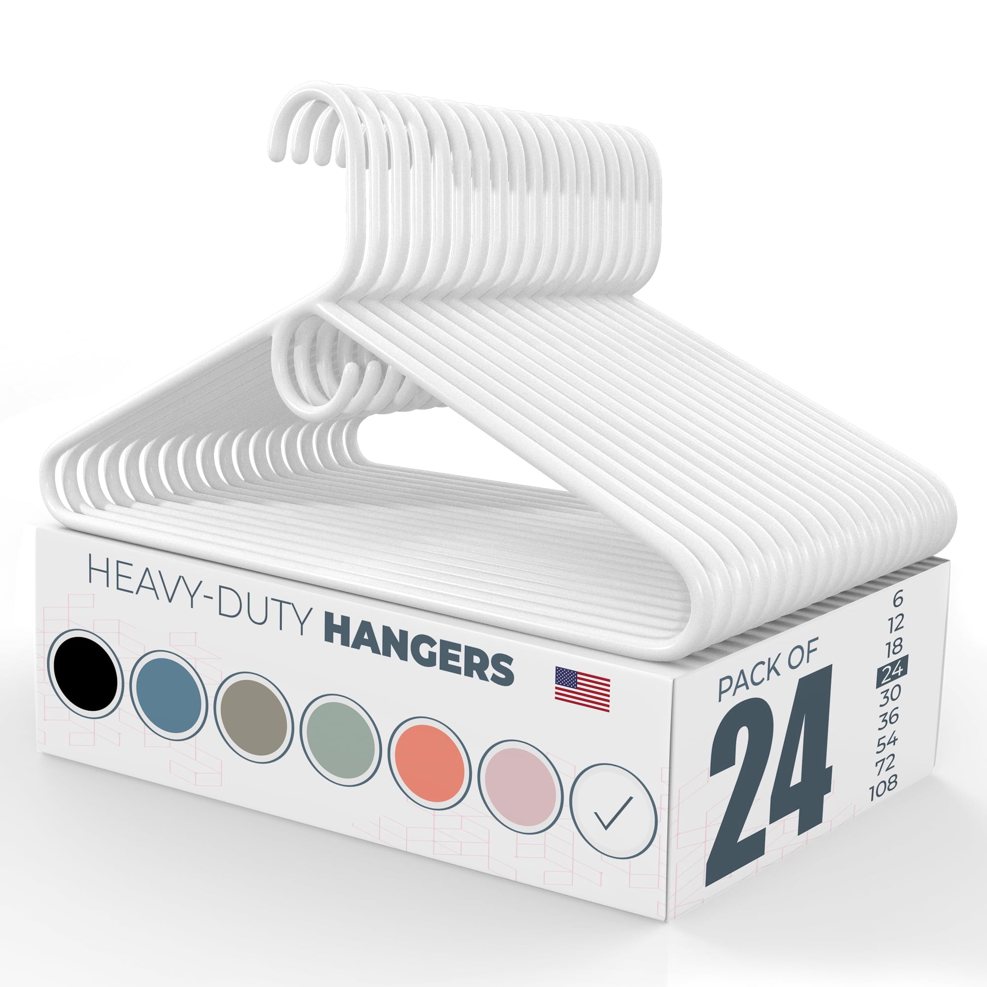 Neaties - Perchas De Plástico Para Ropa Heavy Duty Color Blanco (paquete De 24)