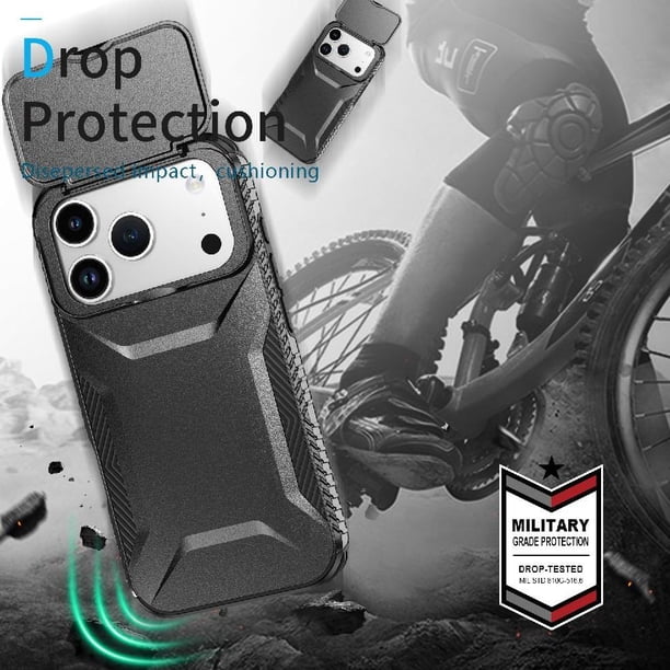 Funda Resistente para iPhone 17 Pro Max con Tapa Deslizante y Protección Militar Negro