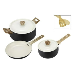 Batería De Cocina De Aluminio 7 Piezas Negro Biela Fantuzzi