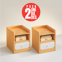 Tienda El Garage - Pack 2 Velador Mesita 3 Niveles 1 Cajon Zt1 Madera