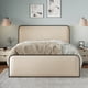 thumbnail image 1 of Modern Metal Bed Frame with Curved Upholstered Headboard and Footboard Bed with Under Bed Storage, Heavy Duty Metal Slats, King Size, Beige, 1 of 3