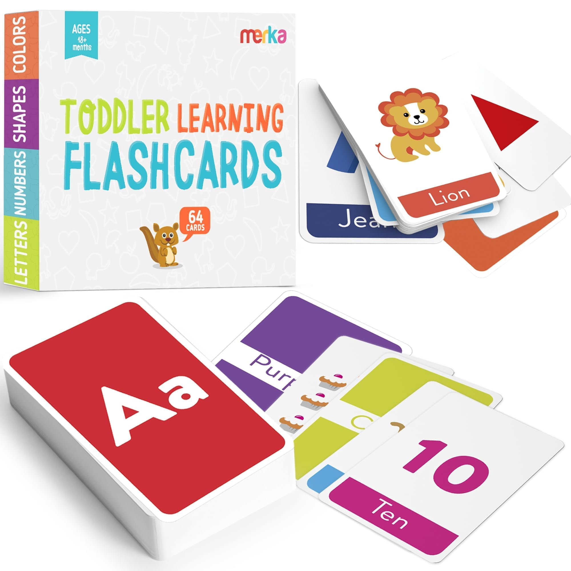 Merka - Tarjetas Didácticas Con El Alfabeto Para Niños Pequeños, Colores, Formas, De 1 A 4 Años