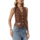 thumbnail image 4 of INSPIRE CHIC Chaleco de Cuero Sintético para Mujer Sin Espalda con Botones y Cuello en V Halter Talla XL Marrón, 4 of 6