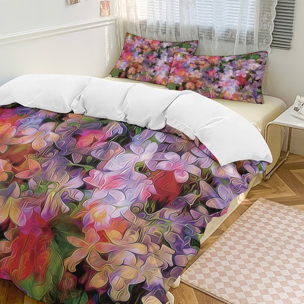 Oil Painting Style 3-Piece Twin Bed Set - Includes 1 Single Comforter And 2 Pillowcases Bedding - Fade Resistant Microfiber - Oil Painting Style