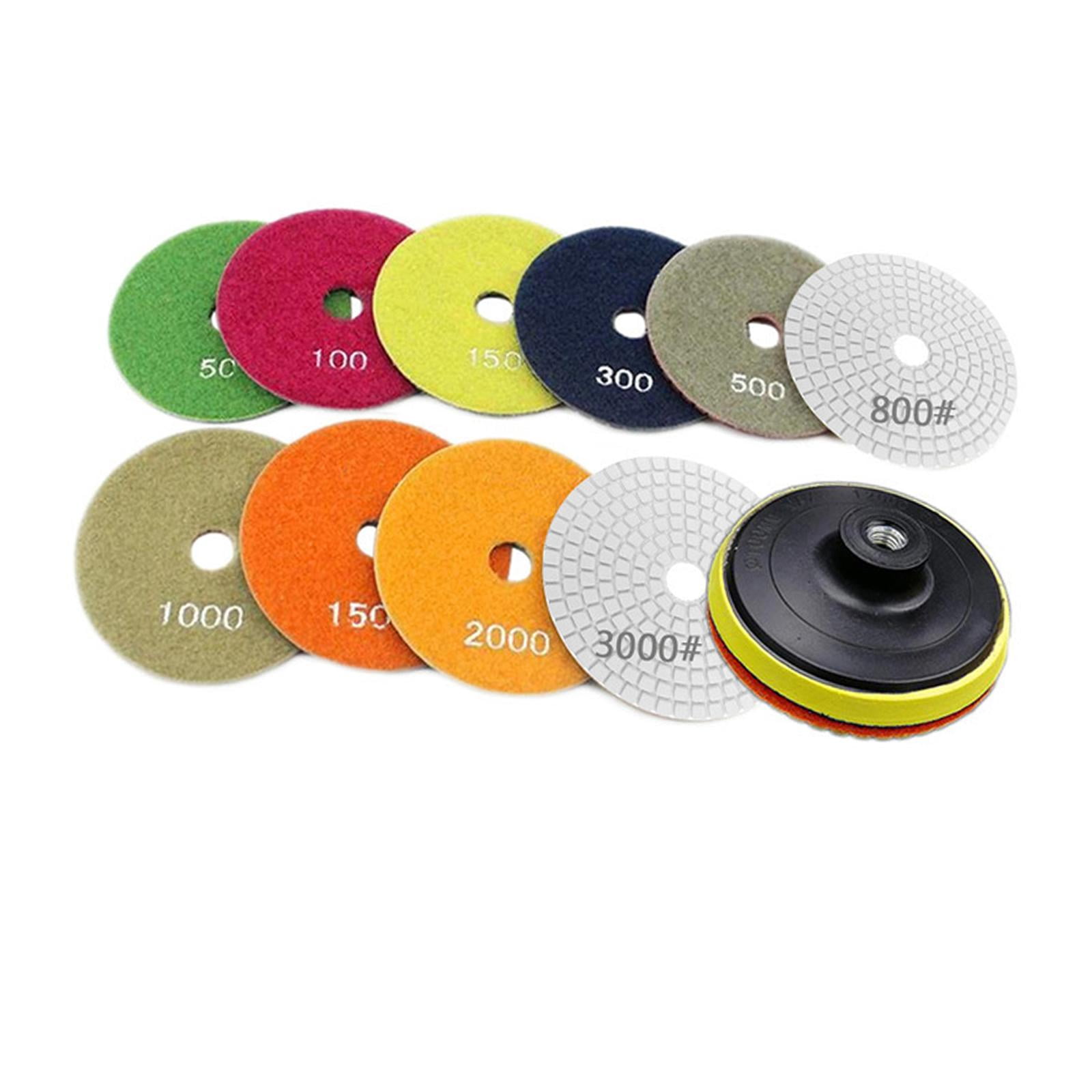 Magideal - Disco De Molienda De Hormigón De Mármol De Granito De 10 Piezas Con Almohadilla De Respaldo, Almohadillas De Pulido De Diamante Para Piedra De Mármol , 3 Pulgadas