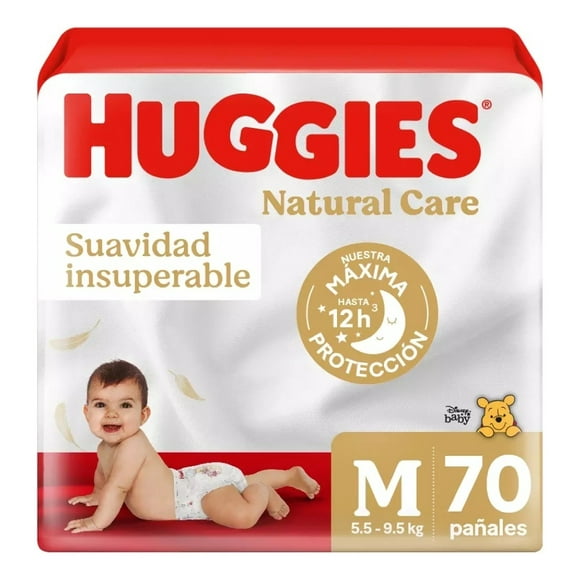 Pañal Huggies Natural Care M 70 Unidades Xtra-flex
