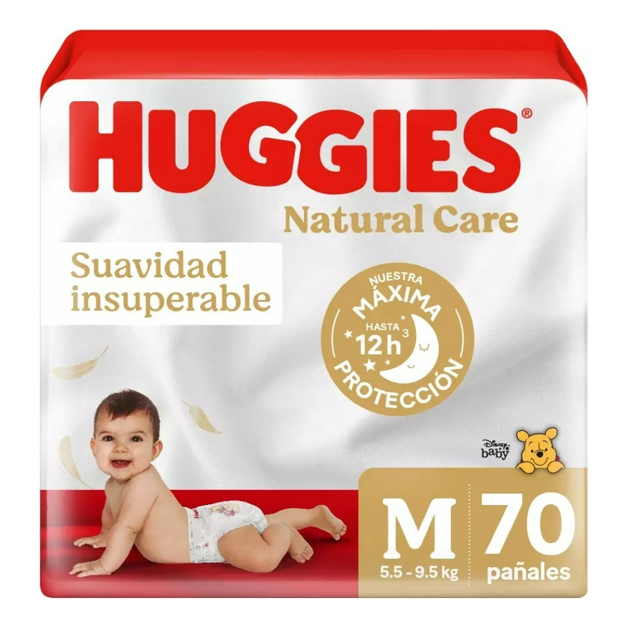 Kimberly Clark - Pañal Huggies Natural Care M 70 Unidades Xtra-flex