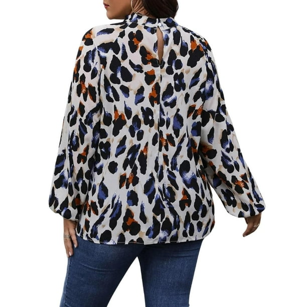 Animal Print Camiseta Blanca Mujer Con Dibujo Blusa Manga Larga Animal