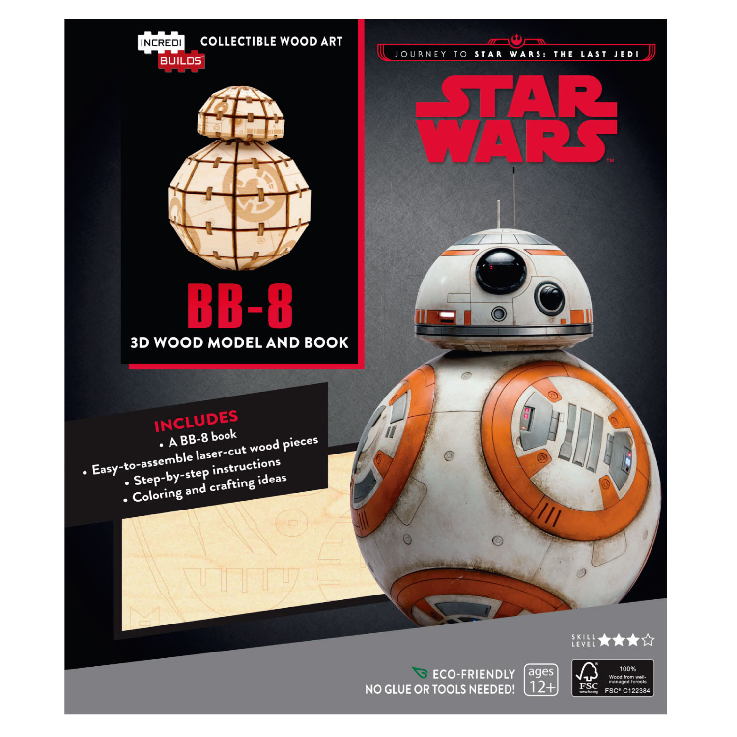 Insight - Star Wars The Last Jedi Bb - 8 Libro Y Modelo Armable Madera
