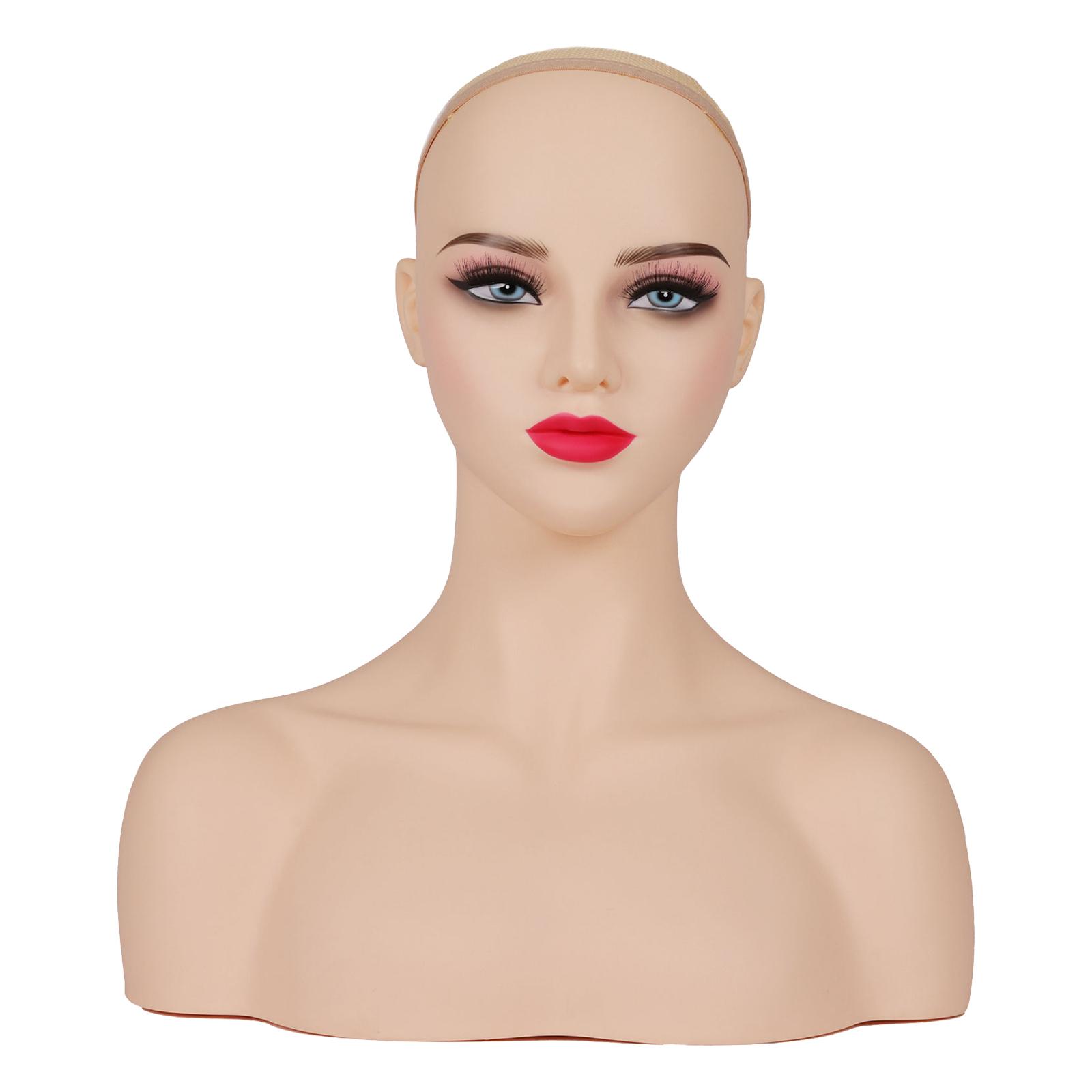 Magideal - Cabeza De Maniquí Femenino Con Soporte Para Peluca Profesional Con Hombros, Modelo De Exhibición De Peluca Para Joyería, Fabricación De Pelucas, Estil