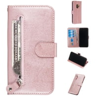 Gangxun - Funda Con Cremallera Para Samsung Galaxy S9, Carcasa Cartera De Cuero Pu Con Soporte Y Tarjetero