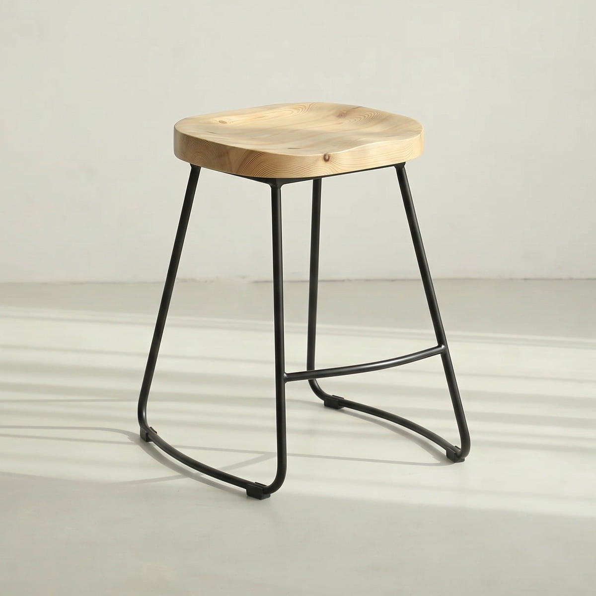 Venhoouse - Silla Piso Bar Taburete Nara Madera Exterior O Cocina Negra