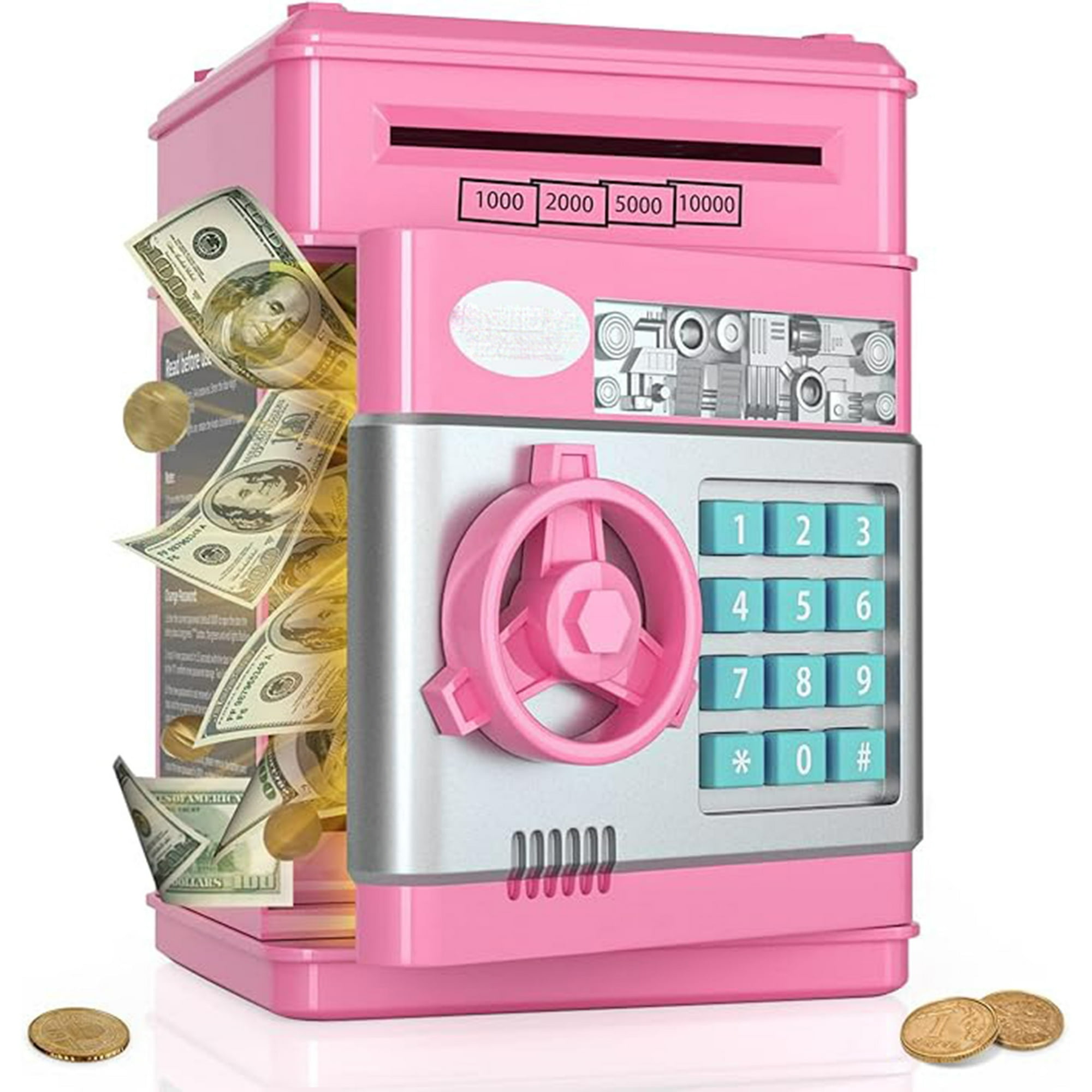 Veat00l - Alcancía Para, Banco De Dinero Con Contraseña/lindo Mini Cajero Automático, Caja De Seguridad Para Dinero En Efectivo, Gran Y Práctico Regalo De Cumpleaños Para Niños Y Niñas