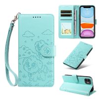 Funda Billetera Foxdock Compatible Con Iphone 12 Mini , Diseño Perrito Tierno, Ranuras Para Tarjetas Y Soporte Plegable