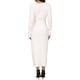 thumbnail image 3 of INSPIRE CHIC Vestido de Maternidad Ajustado de Punto Canalé de Manga Larga XL Beige, 3 of 6