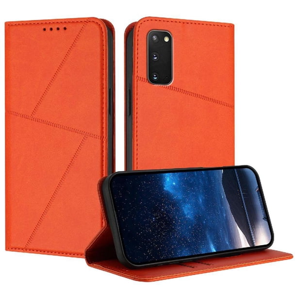 Funda Cartera Magnética para Samsung Galaxy S20 Protección Antichoque con Ranuras Naranja