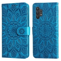 Funda Tipo Cartera Foxdock Para Samsung Galaxy A32 5G , Diseño Girasol En Relieve, Cuero Pu, Cierre Magnético, Soporte Y Tarjetero