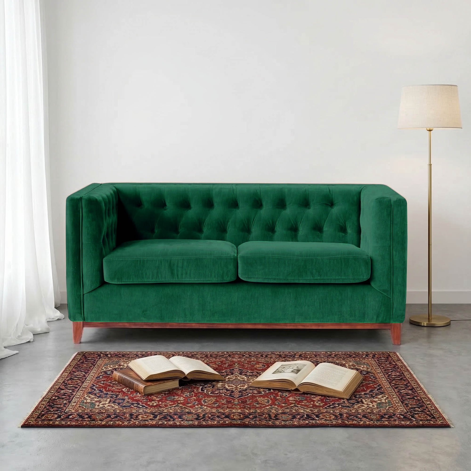 Latam Home - Sofa Roma 2 Cuerpos Tela Velvet Verde