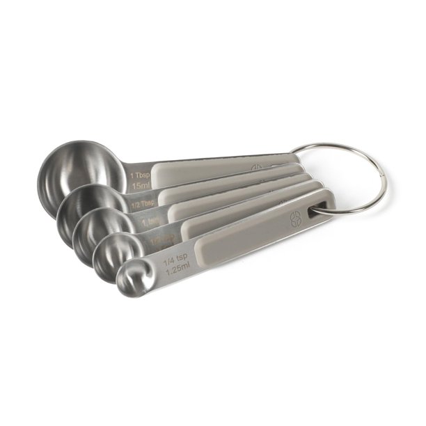 Cucharas Medidoras Calphalon Prime 5 Piezas Acero Inoxidable con Mangos de Silicona Color Topo